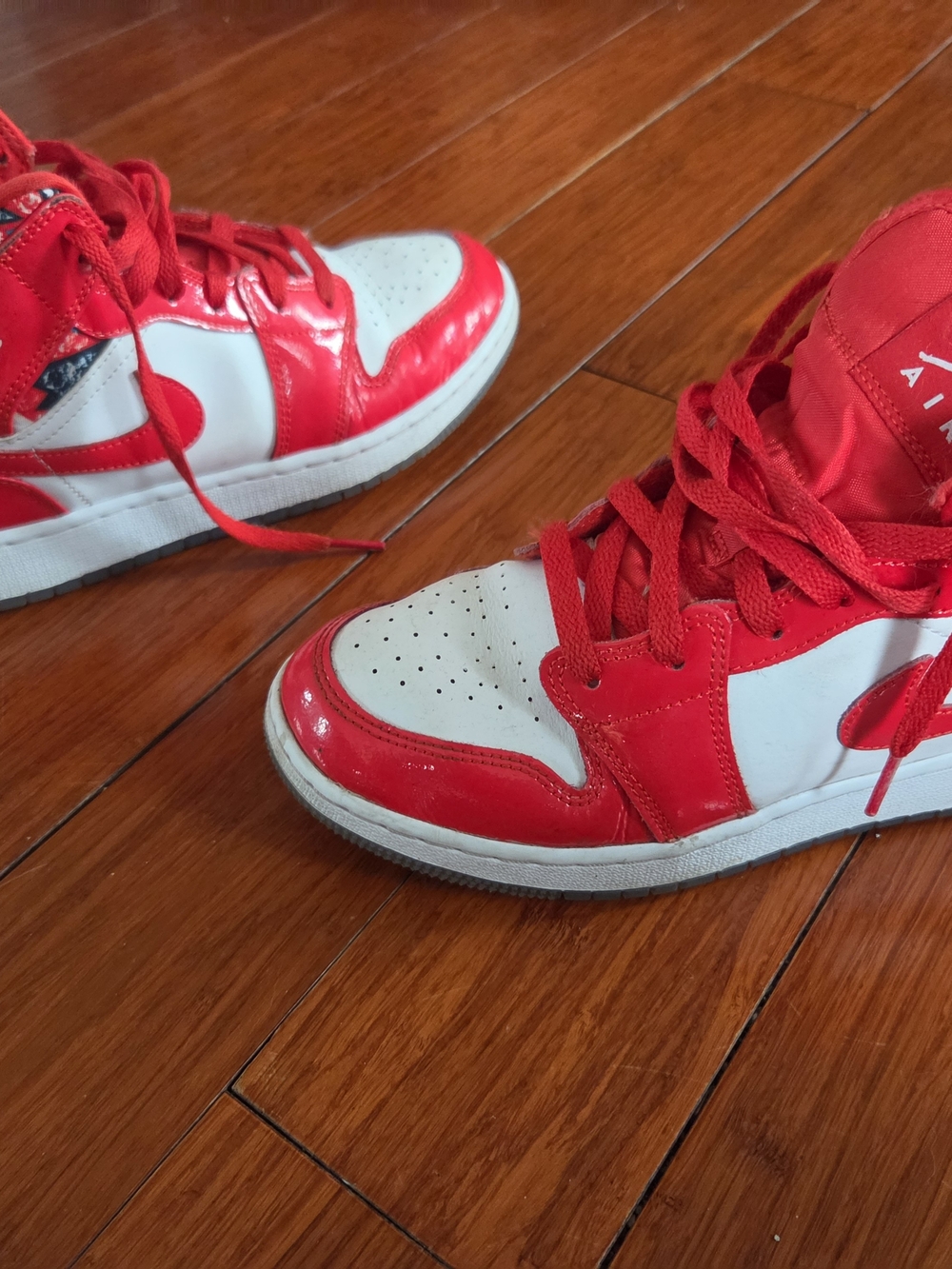 Jordan Kids' Red and White High-Top Sneakers